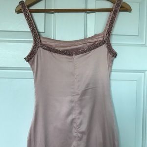 Satin feel light pink midi dress